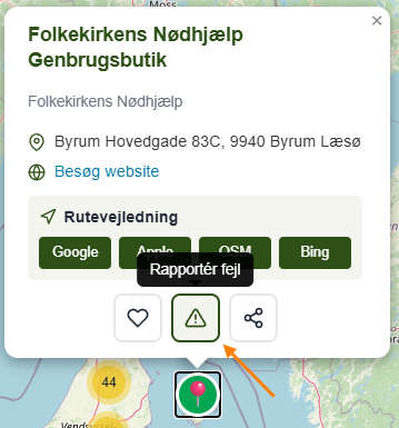 Rapporter fejl knap eksempel